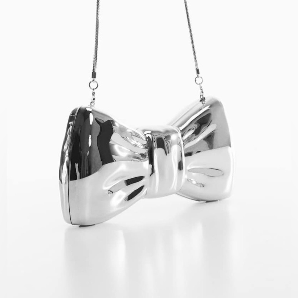 Mango Silver Bow Clutch
